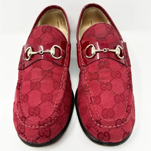 Gucci Horsebit 1953 Loafer GG Monogram Guccisma Red 7.5 Vintage Made in Italy - Picture 3 of 16